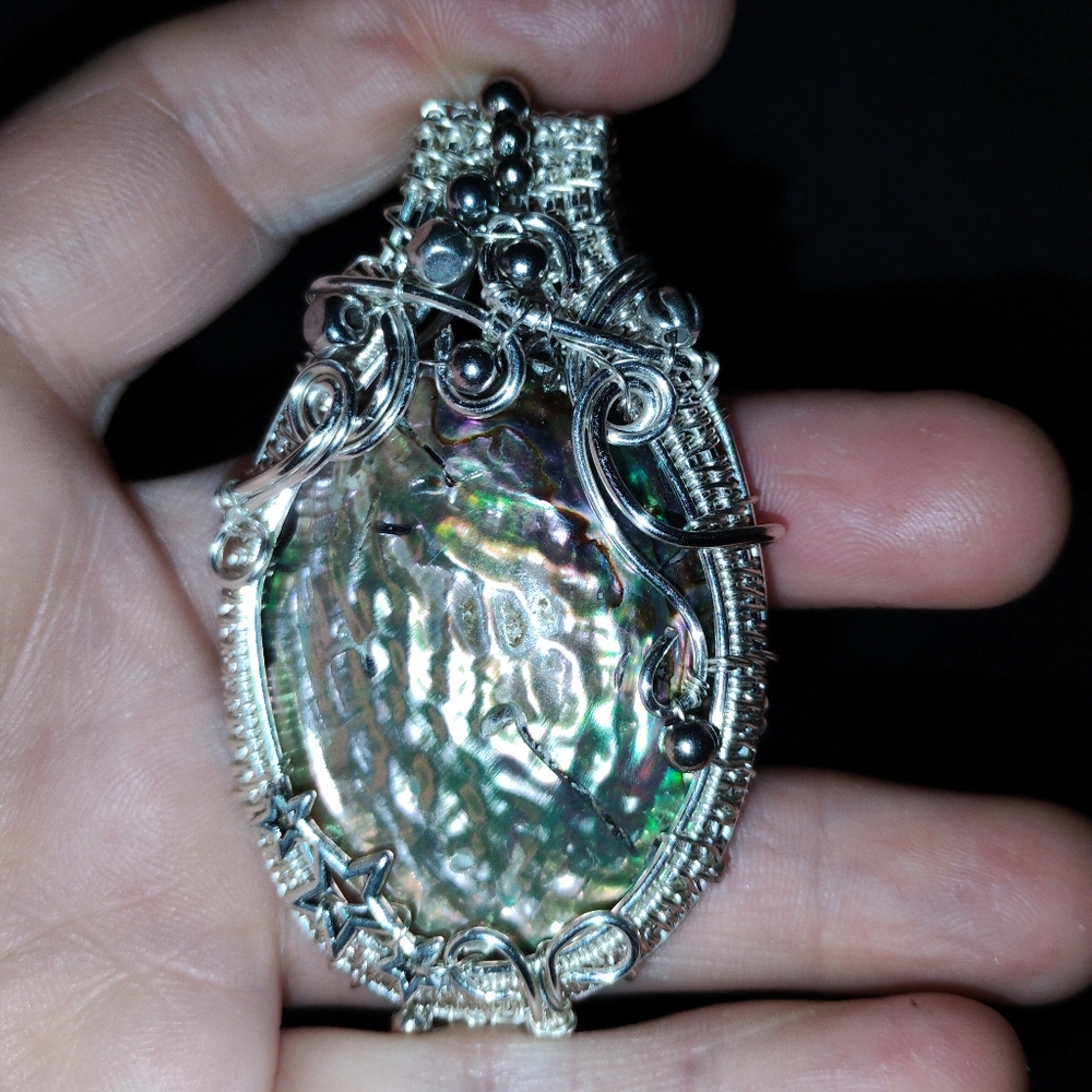 Silver Abalone Shell Pendant